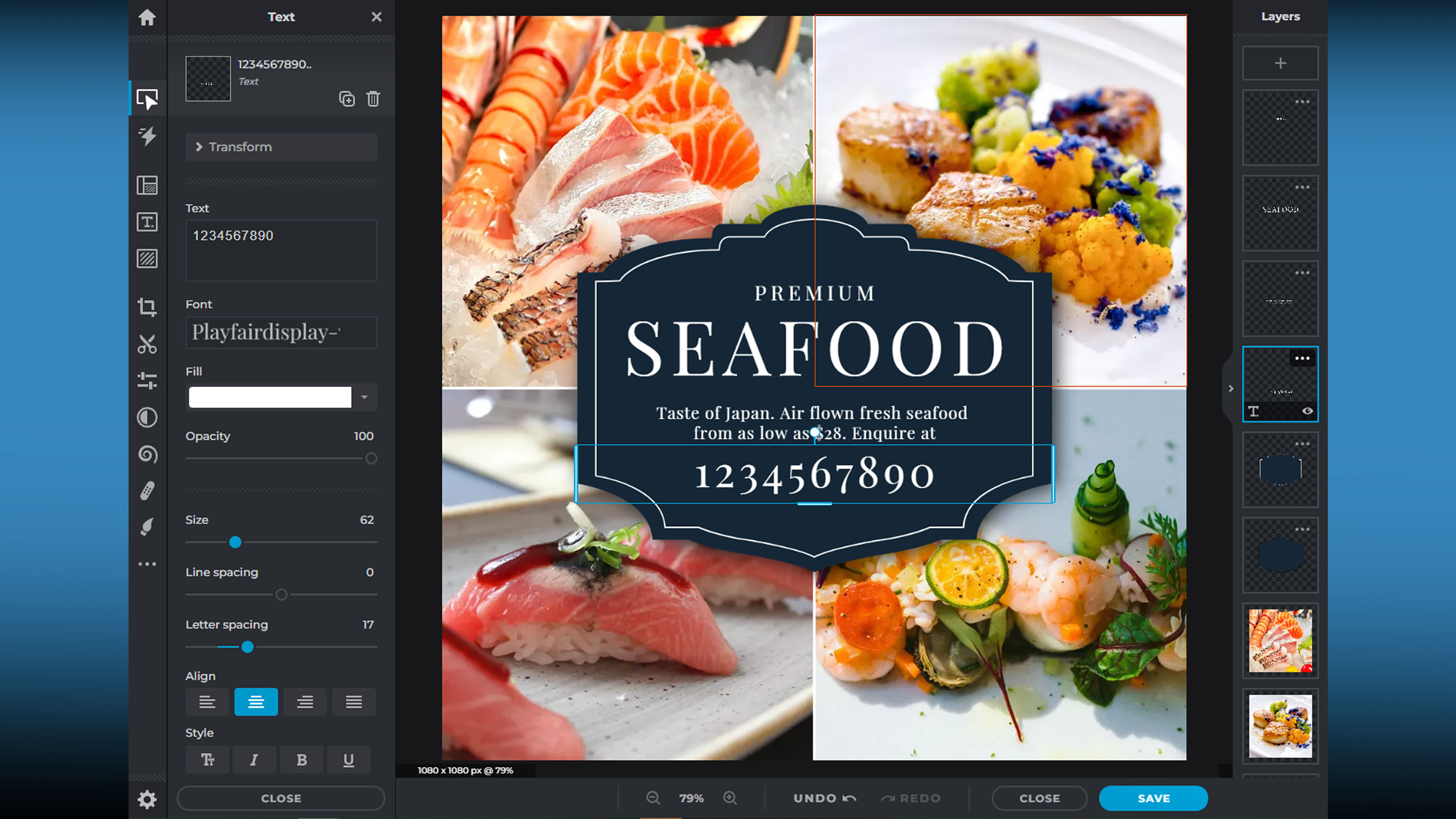 Pixlr X seafood template