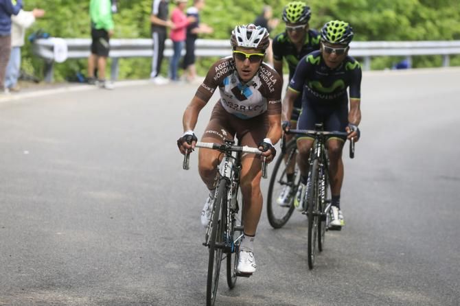 Nairo Quintana (Movistar) follows Domenico Pozzovivo (AG2R)