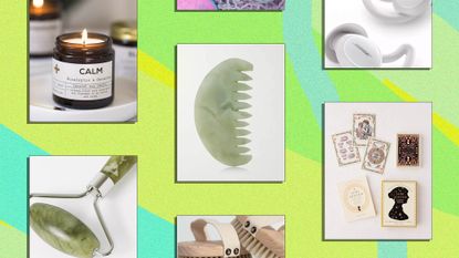 A selection of wellness gifts for Christmas from several brands like Free People, Hayo'U, Urban Outfitters, Dr Barbara Sturm, Bose, Beauty Bay and Not on the high street