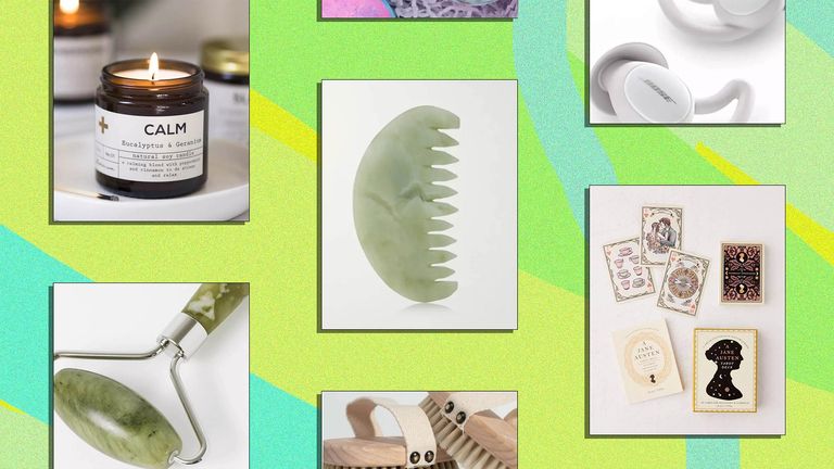 A selection of wellness gifts for Christmas from several brands like Free People, Hayo'U, Urban Outfitters, Dr Barbara Sturm, Bose, Beauty Bay and Not on the high street