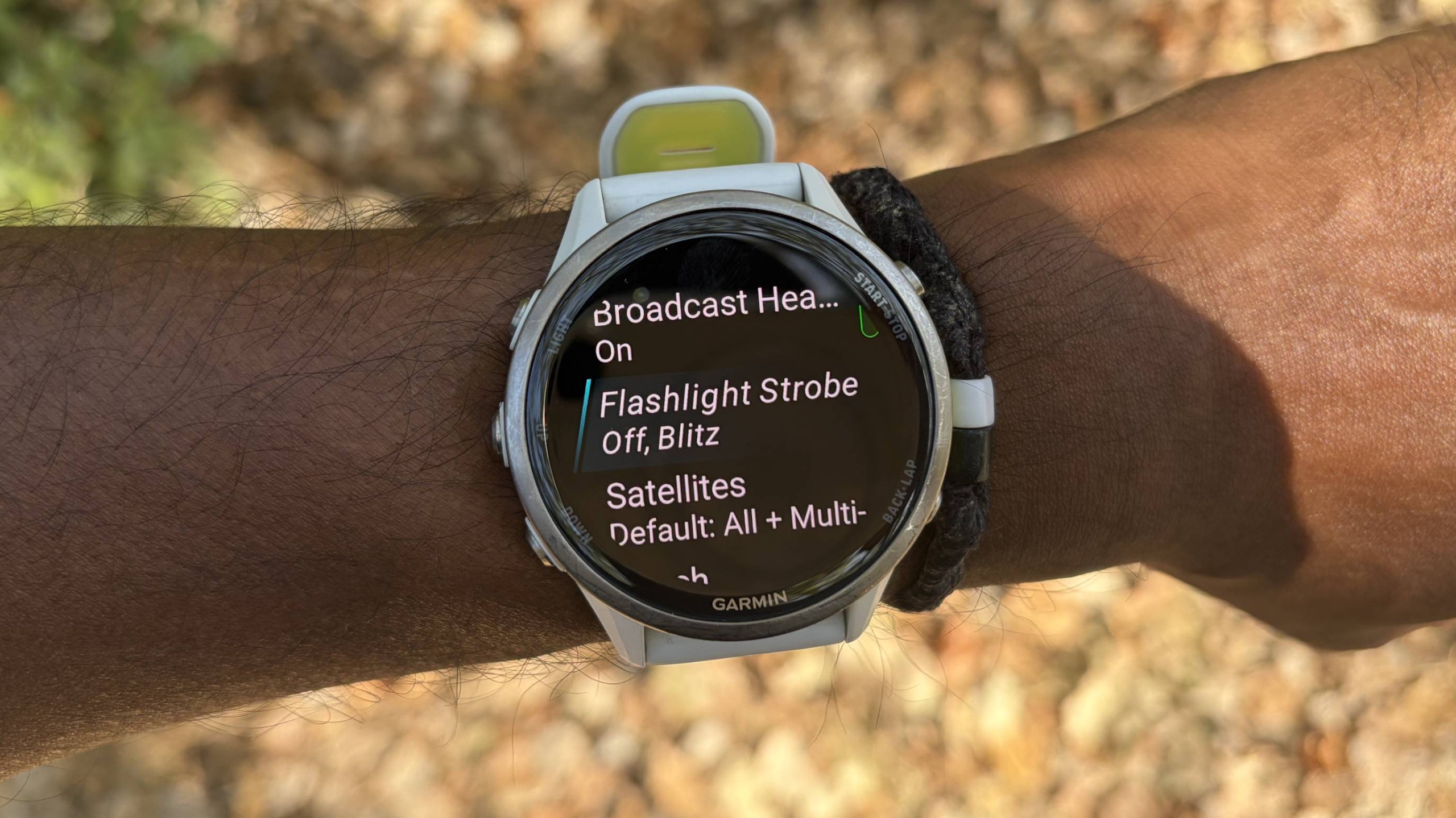 Garmin watch with LED flashlight