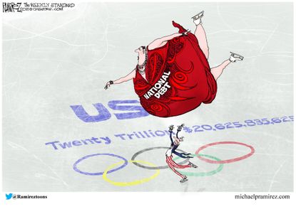 Political cartoon U.S. Olympics 2018 debt deficit budget plan