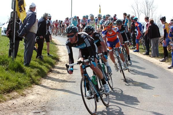 Michael Barry (Sky) at the head of the peloton.
