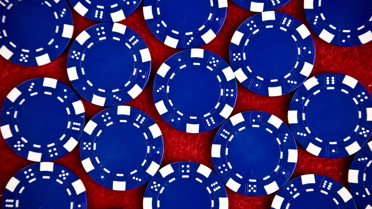 blue poker chips