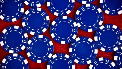 blue poker chips