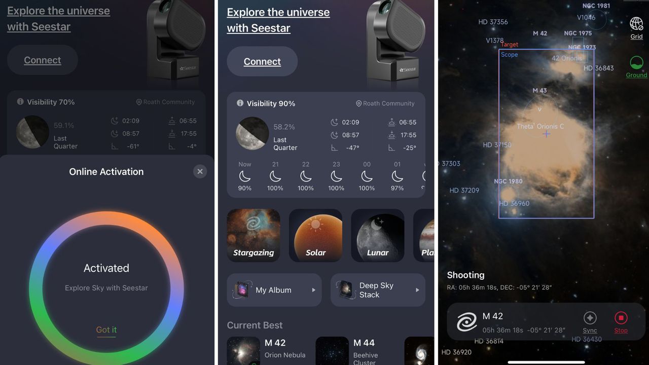 ZWO SeeStar S50 smart telescope review photo of the app in use.