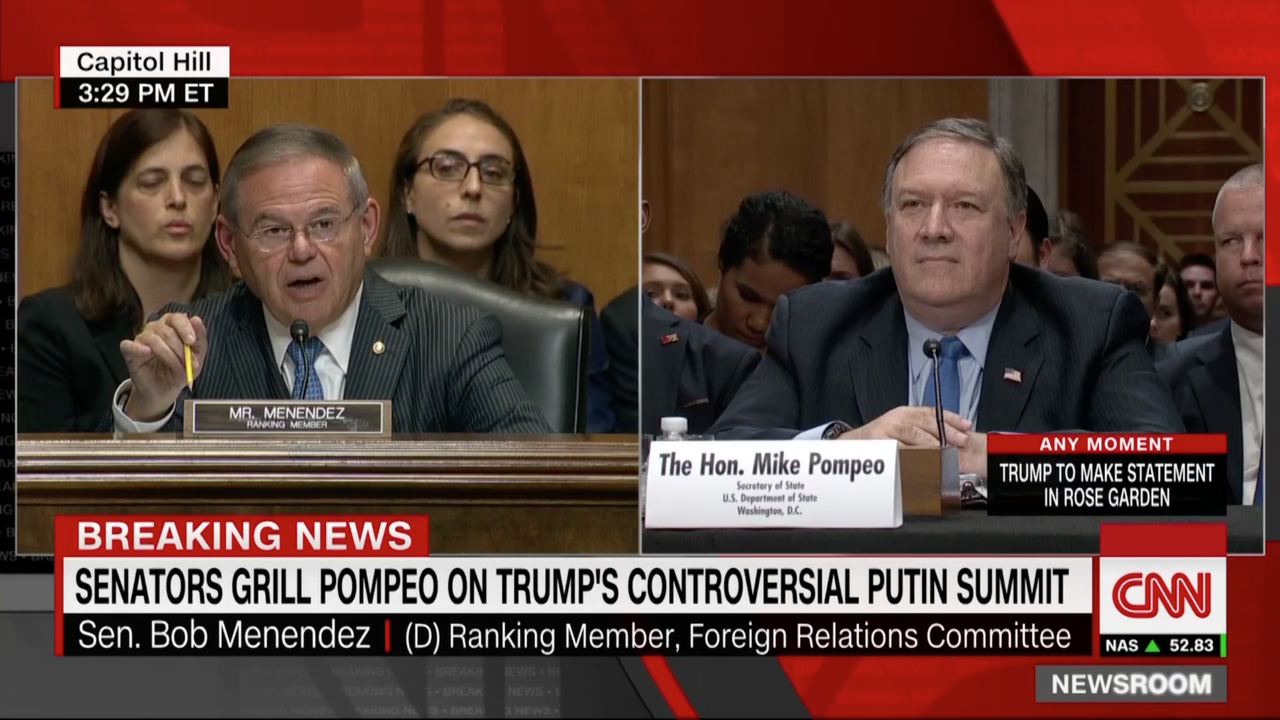 Sen. Bob Menendez and Secretary Mike Pompeo.