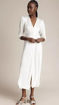 Madison Satin Midi Dress in Ivory, £159 ($200) | Ghost