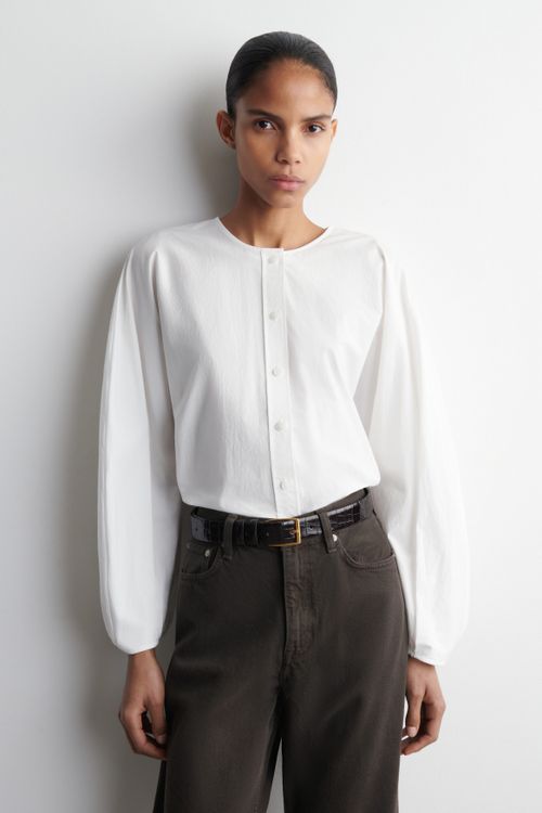 Gathered Pima Cotton Blouse