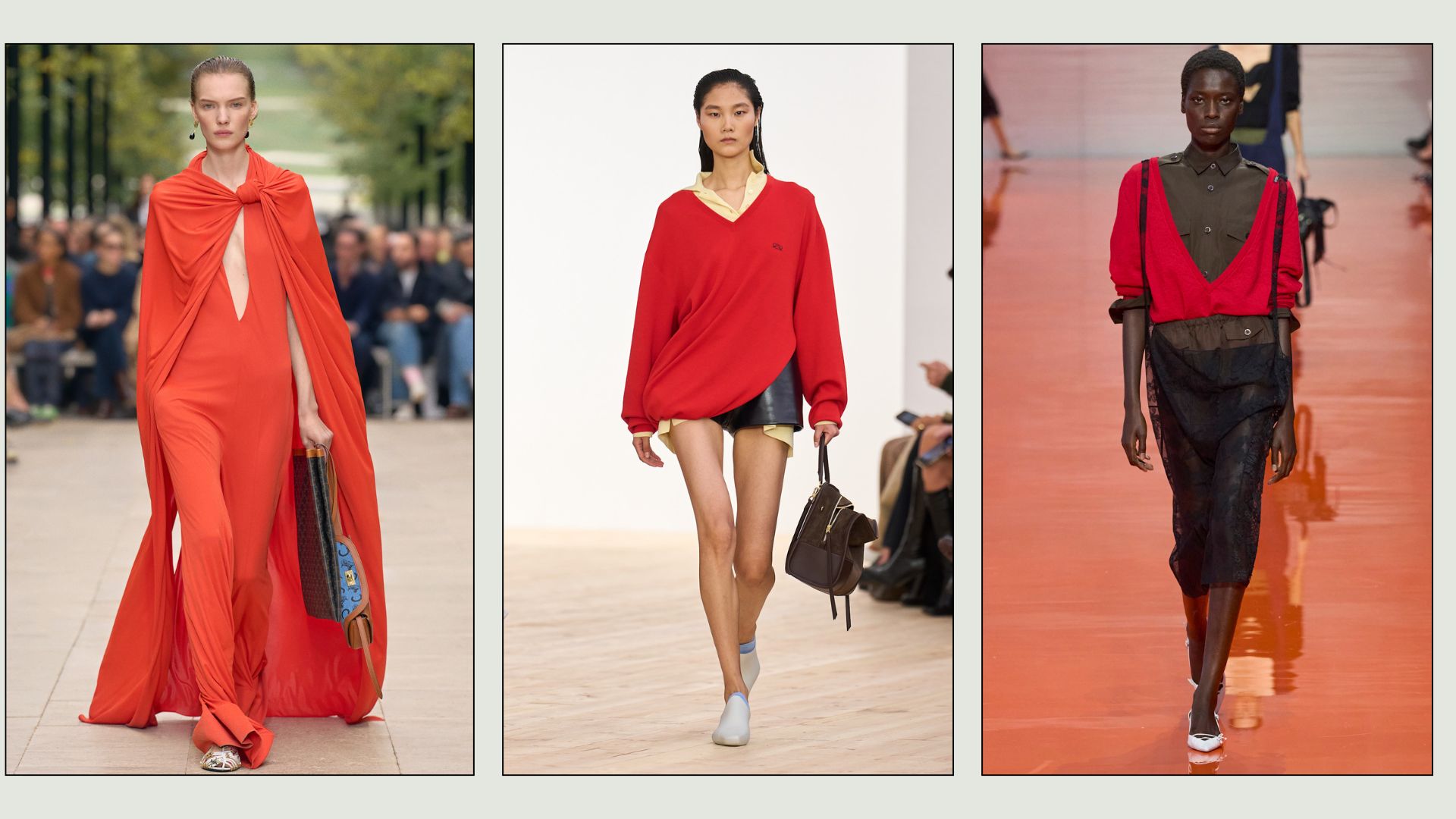 An image of the poppy colour trend on the spring/summer 2026 runways.