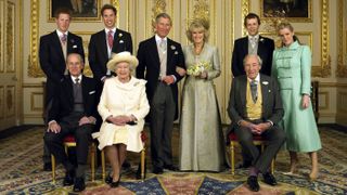 King Charles, Queen Camilla and their families on their wedding day in 2005