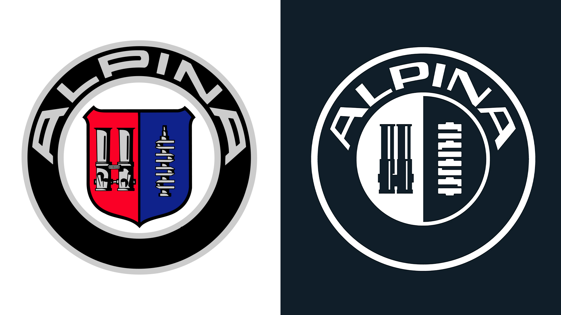 Alpina logo compared to the new BMW Alpina logo