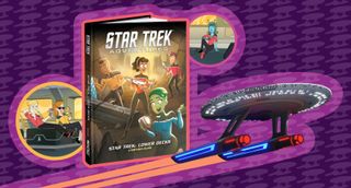 a book with characters from "Star Trek: Lower Decks" on the cover