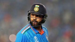 Rohit Sharma of India leaves the field after being dismissed ahead of the India vs Bangladesh live stream.
