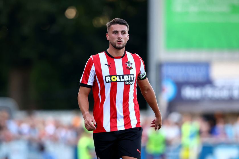 Southampton squad for 2024/25 EASTLEIGH, HAMPSHIRE - JULY 19: Taylor Harwood-Bellis of Southampton during the pre-season friendly fixture between Eastleigh FC and Southampton FC, at the Silverlake Stadium on July 19, 2024 in Eastleigh, Hampshire. (Photo by Matt Watson/Southampton FC via Getty Images)