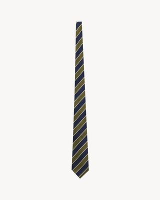 Wide Tie in Striped Silk in Navy and Multicolor