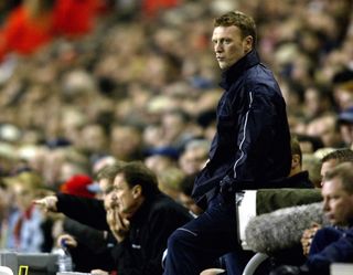 A youthful looking David Moyes in the Everton dugout back in 2002