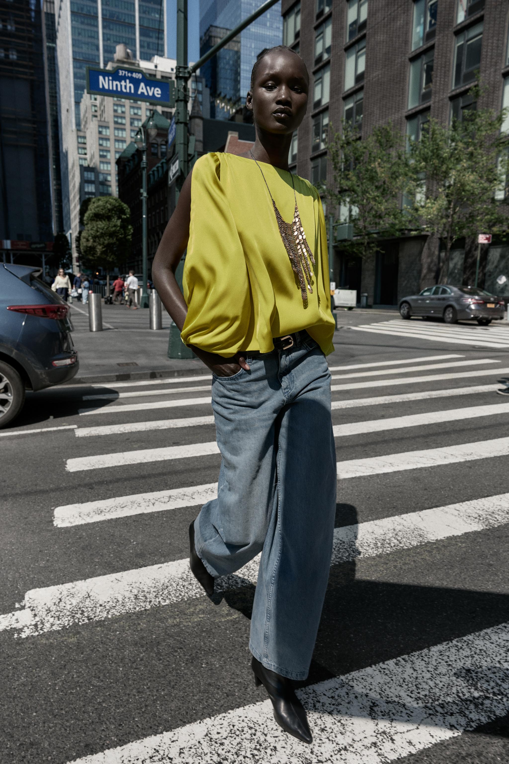 Satin Top With Cut-Out Sleeves