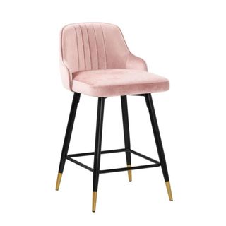 Pink velvet kitchen stool