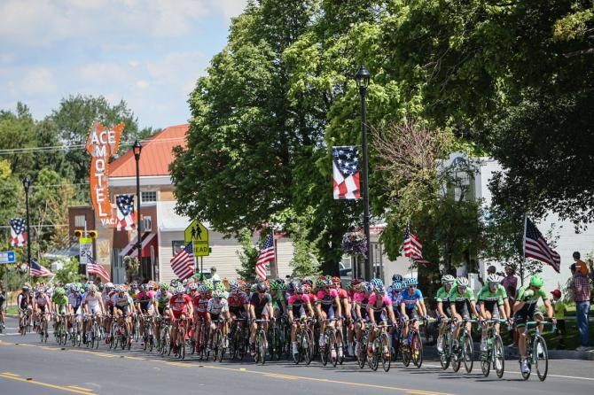 The peloton rolls through the sprint town of Parowan