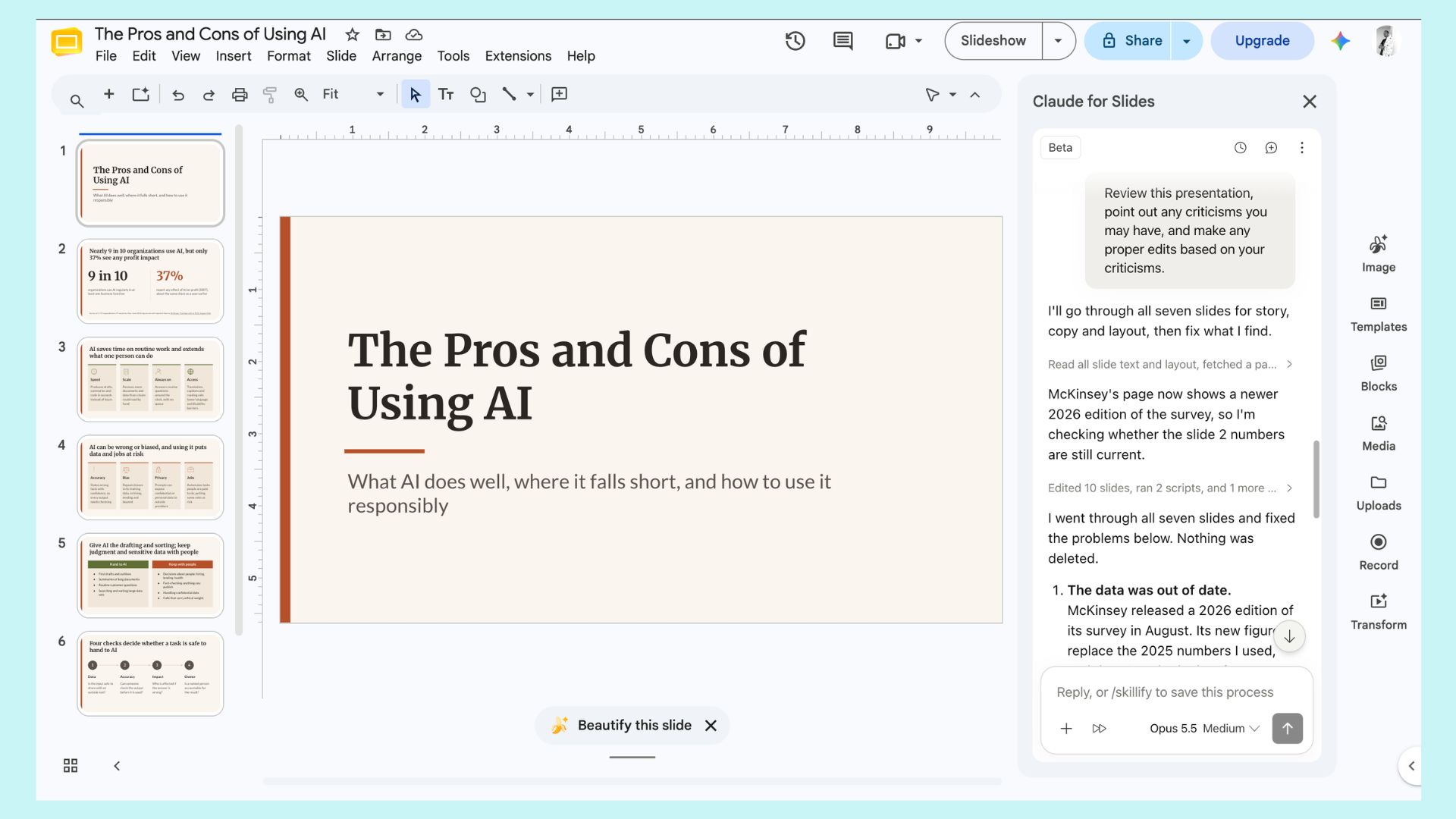 claude google slides