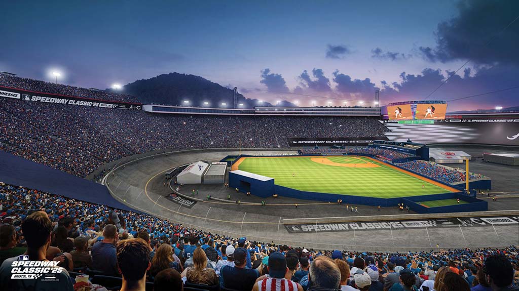 Render of Bristol Motor Speedway for MLB Speedway Classic