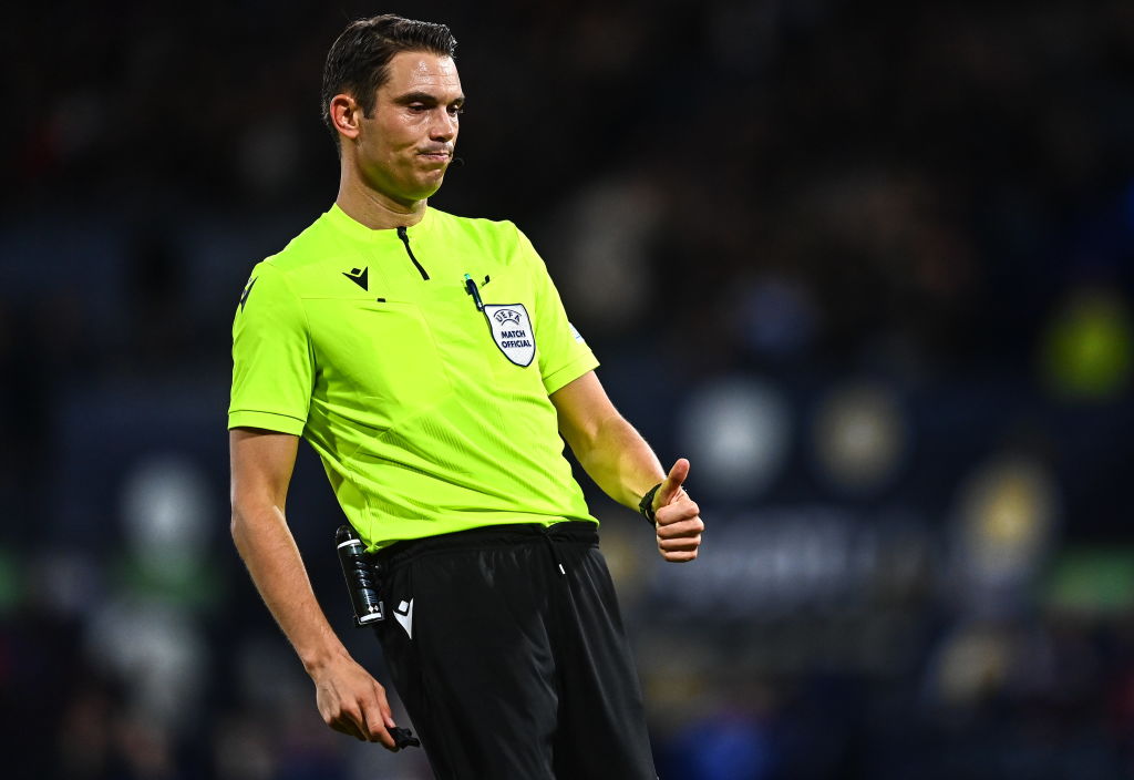 Referee Sandro Schärer during UEFA Nations League B Group 1 match between Scotland and Republic of Ireland at Hampden Park in Glasgow, Scotland. (Photo By Eóin Noonan/Sportsfile via Getty Images)