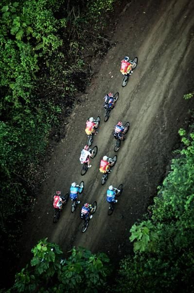 The lead group during stage 1 of La Ruta.