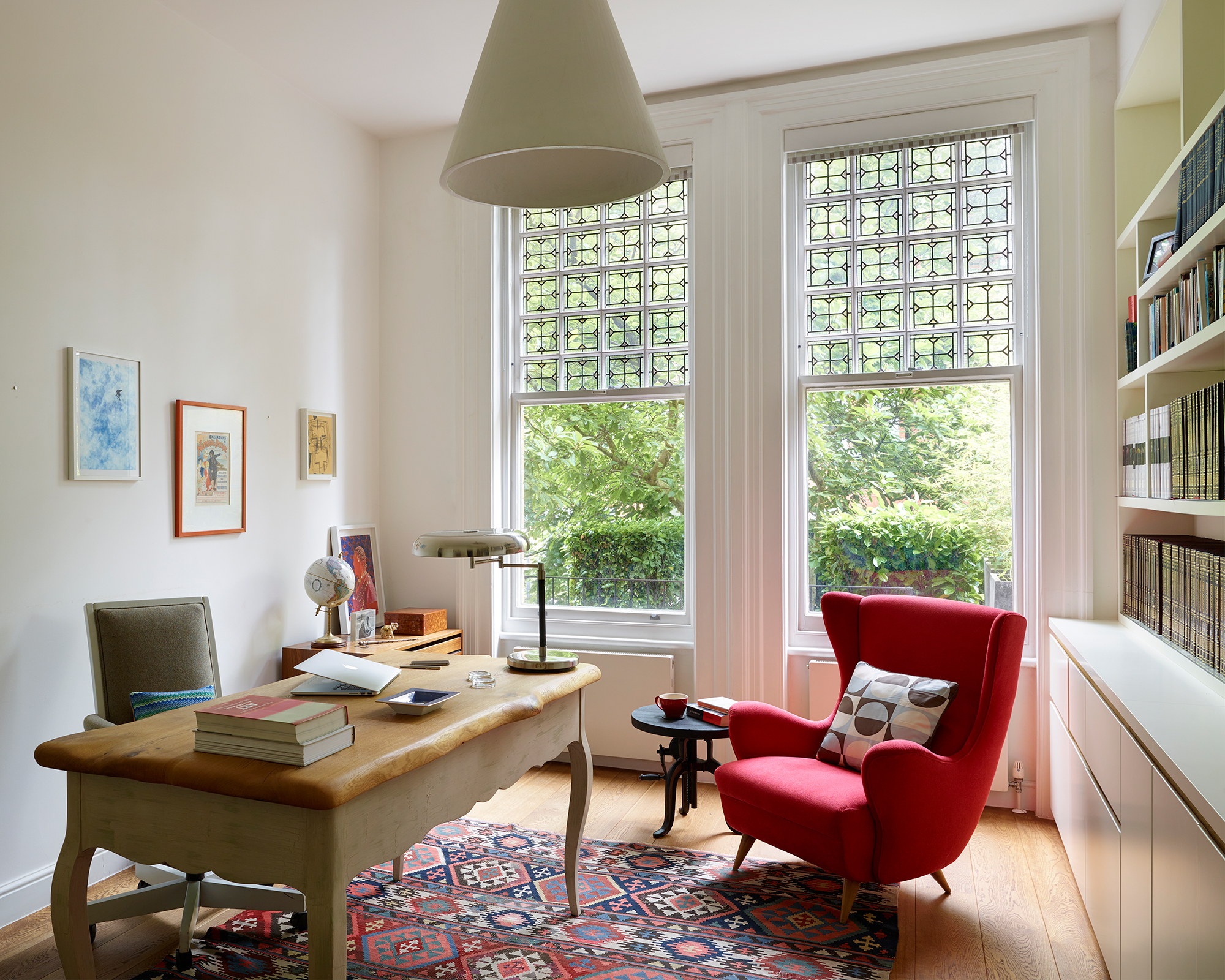 Home office with comfy armchair