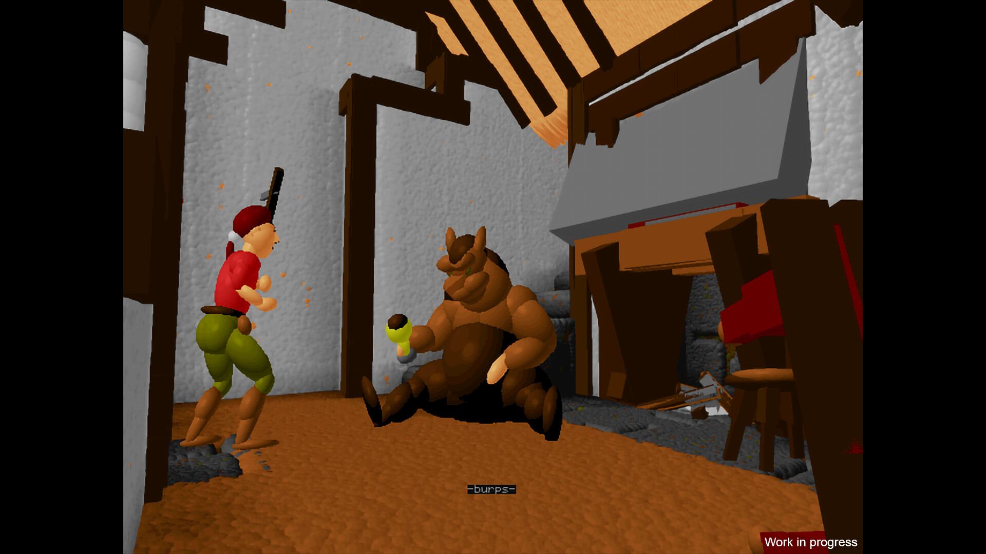 A man stands near a big sitting beast