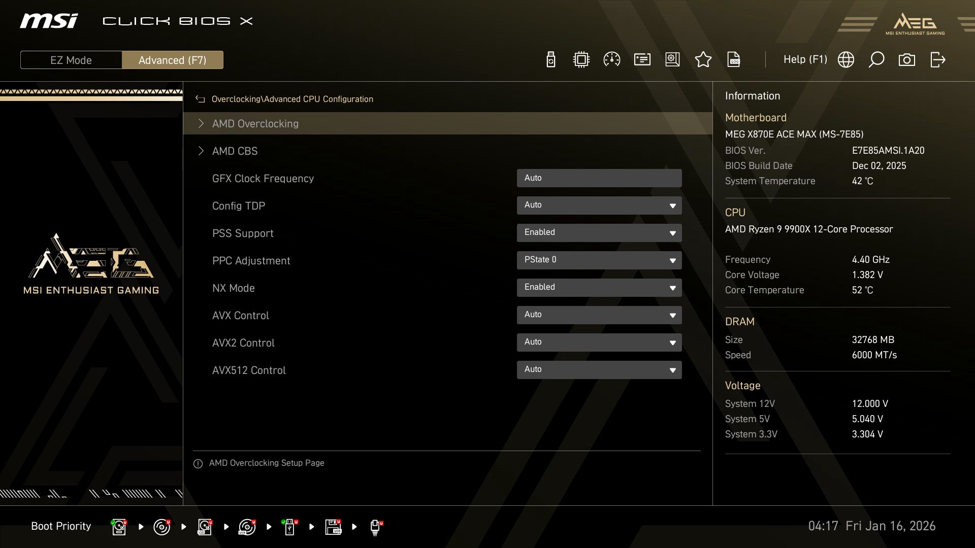 MSI MEG X870E Ace Max - BIOS
