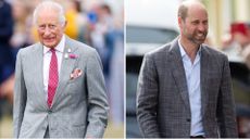 A composite of a picture of King Charles in 2025 and a picture of Prince William in 2025