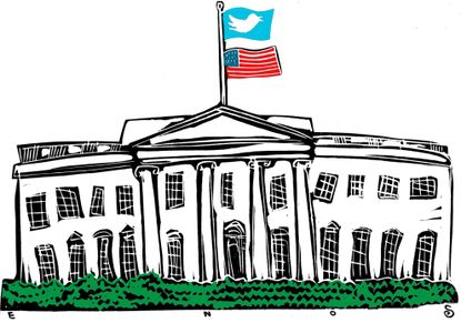 Political cartoon U.S. Donald Trump White House Twitter