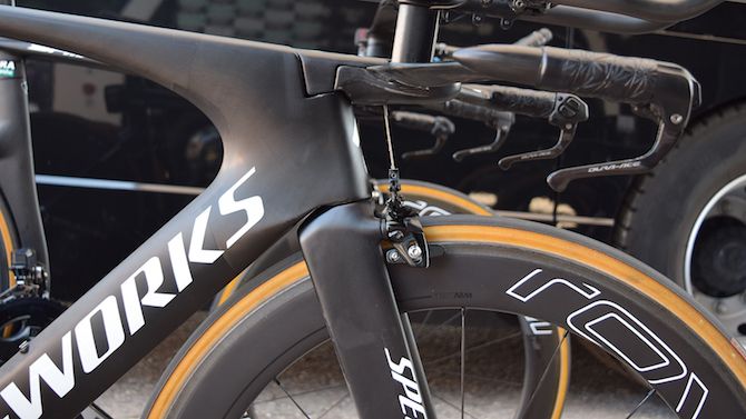 The S-Works Shiv features an integrated stem that conceals any cabling