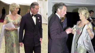 Two photos of King Charles and Queen Camilla at the Its Fashion gala in 2005
