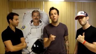 Canada's Montreal-based band Simple Plan discusses Canadian astronaut Chris Hadfield's mission to the International Space Station in a video for the Canadian Space Agency. The CSA is holding a photo contest for snapshots with Hadfield cutouts and images.