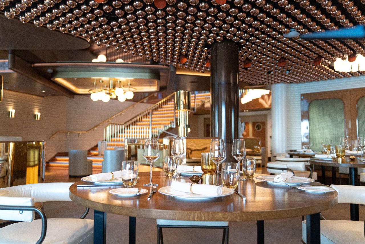 classy dining room on cruise ship
