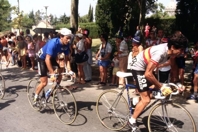 1984 Worlds: Italy's Moreno Argentin in action. From 1985 through 1987 he would complete the cycle of gold, silver and bronze at the world championships