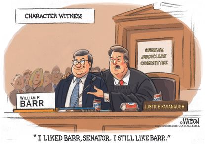 Political cartoon U.S. Brett Kavanaugh&nbsp;William Barr attorney general