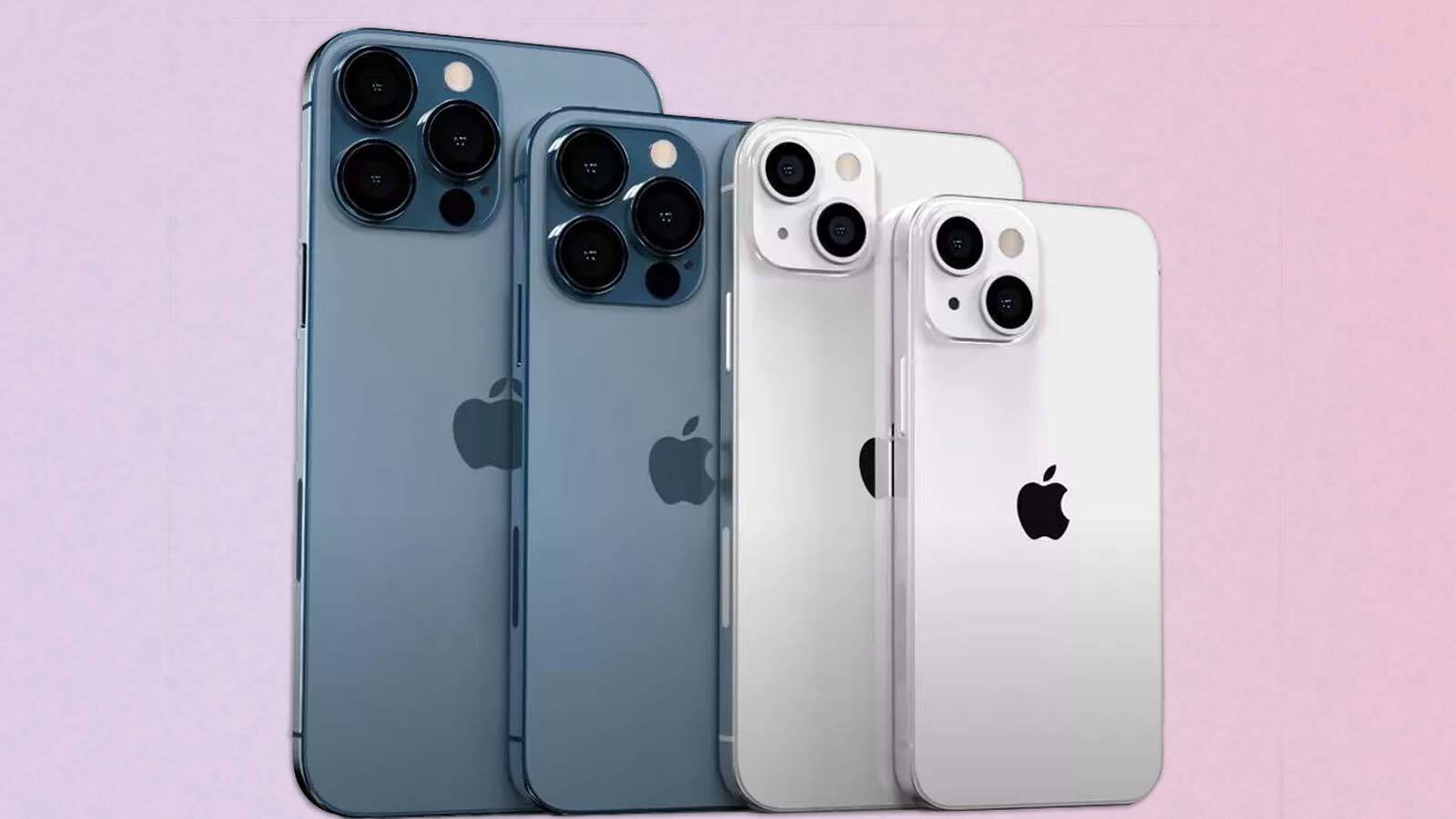 De iPhone 13-familie naast elkaar