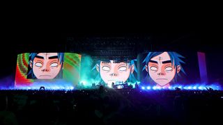 INDIO, CALIFORNIA - APRIL 21: Gorillaz performs on the Coachella Stage during the 2023 Coachella Valley Music and Arts Festival on April 21, 2023 in Indio, California. (Photo by Michael Loccisano/Getty Images for Coachella)