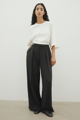 Wide Wool-Blend Trousers