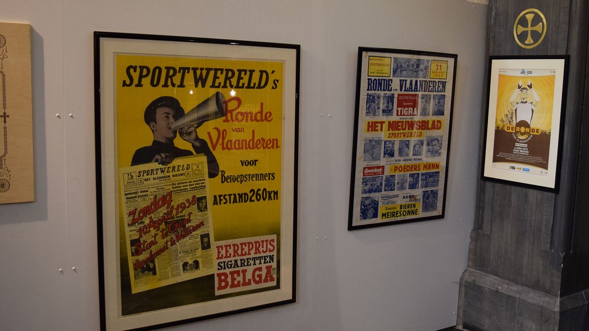 The church has posters advertising 'De Ronde' from years gone by