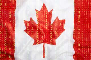 Canadian flag with binary code on it