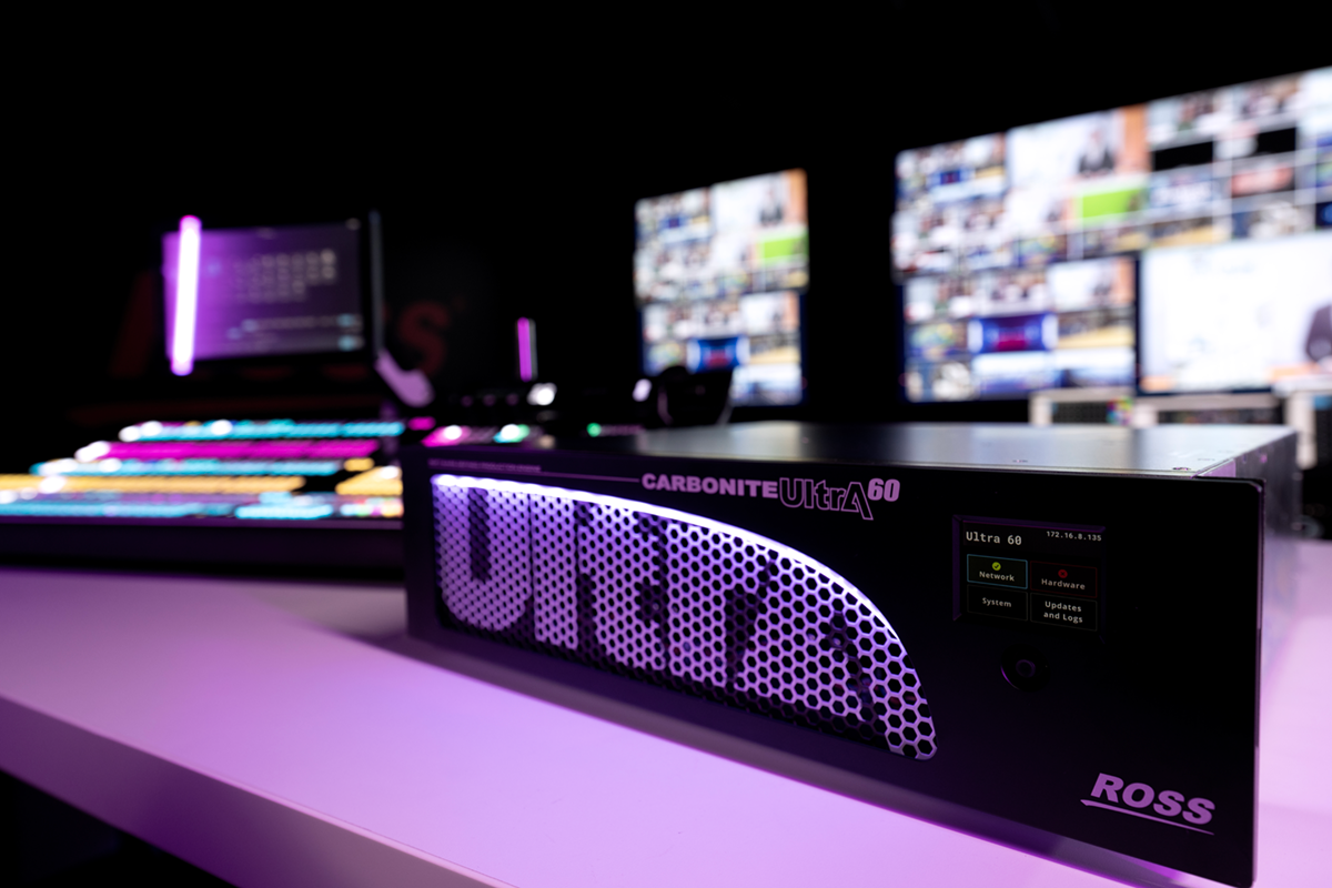 Ross Video's Carbonite Ultra 60 production switcher engine with the TouchDrive control surface.