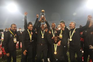 Pitso Mosimane lifting the Caf Champions League title