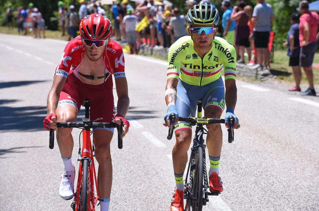 Ilnur Zakarin (Katusha) with Tinkoff's Rafal Majka