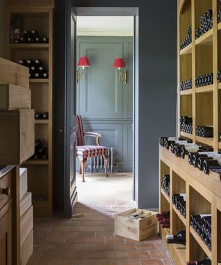 wine cellar in basement kitchen