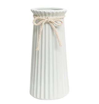 White Ceramic Ribbed Vases