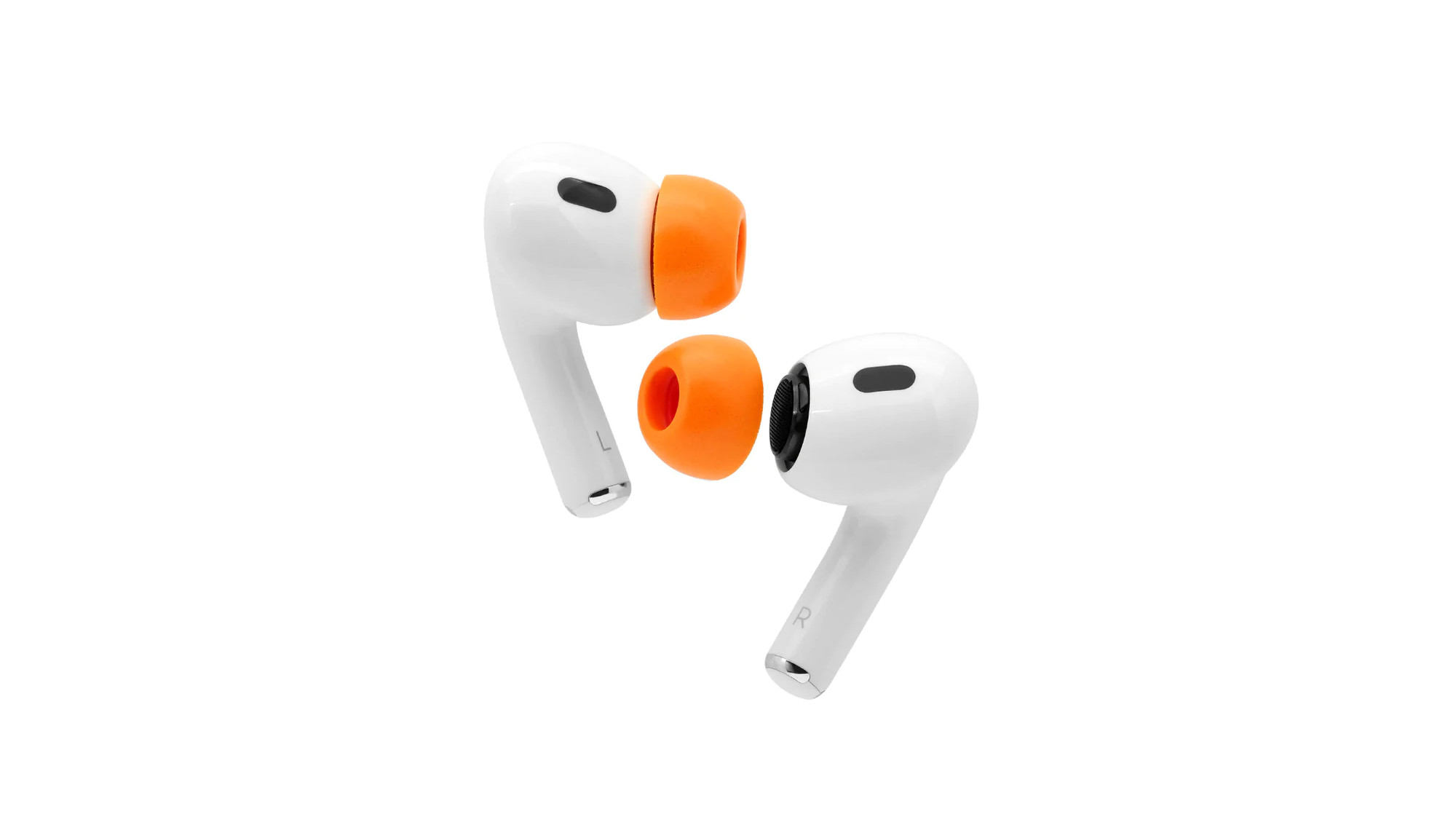 AirPods Pro 2 with orange foam tips